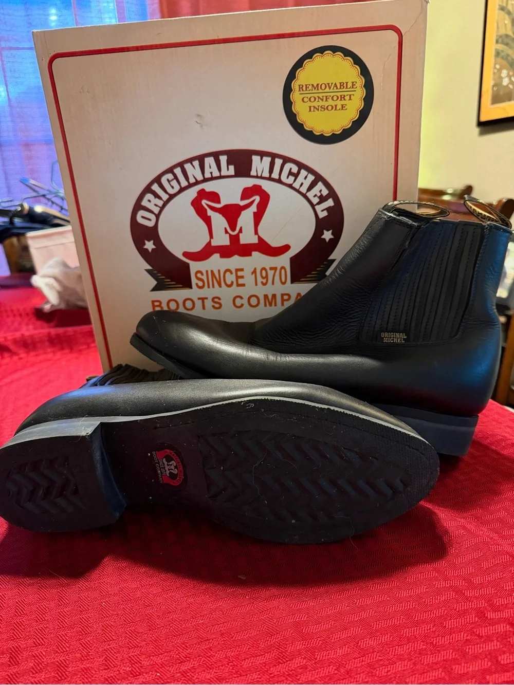 Michel Black Leather Charro Boots for Men
